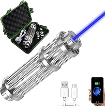 High Power Blue Flashlight, Long Range Flashlight with Adjustable Focus, USB Rechargeable Handheld Light for Camping, Hiking, Fishing