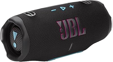 JBL Charge 6 - Portable Waterproof & Drop-Proof Bluetooth Speaker, Bold Pro Sound & AI Sound Boost, 28Hrs Playtime, Built-in powerbank & Comes with a Sturdy/Removable Carrying Strap (Black/Teal)