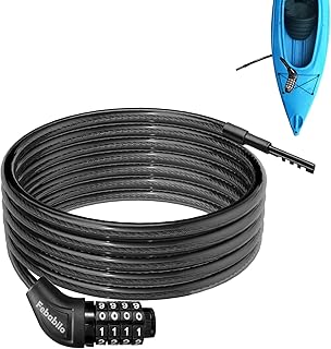 Long Cable Lock, Extra Long Straight Bike Lock (5ft to 25ft) with Resettable Combination, Kayak Locks, Unique Thin end Cable Locks Suitable Kayak, Scooter, Paddle Boards, Canoe, Jet Ski