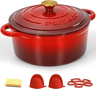 Red Enameled Cast Iron Dutch Oven