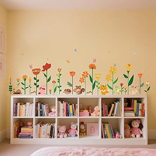 Color Flowers Girls Room Wall Stickers Large,Girl Bedroom Wall Decals,Nursery Daycare Preschool Playroom Decals Peel and Stick Removable,Cute Wall Decors for Baby,Girls,Toddlers.