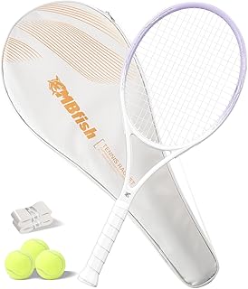 Tennis Racket - Super Value Set with Pre-Strung, Comfortable Handle, 27'' Tennis Racquet for Adults, Natural Series Includes 3 Tennis Balls, 2 Overgrips and 1 Tennis Bag
