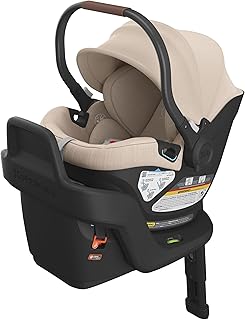 UPPAbaby Aria Lightweight Infant Car Seat/Just Under 6 lbs for Easy Portability/Base with Load Leg + Infant Insert Included/Direct Stroller Attachment/Declan (Oat M&eacute;lange/Chestnut Leather)