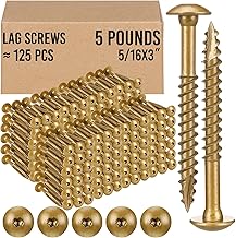 125 Pcs 5/16" x 3" Deck Screws Star Drive Construction Lag Screws 5lb Gold Ceramic Coated Bronze Rust Resistant for Outdoor Wood Fence Projects Stairs