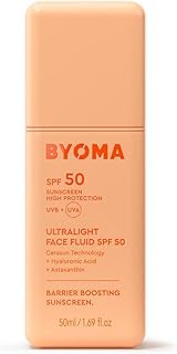 BYOMA SPF 50 Face Fluid - Ultra-Lightweight Facial Sunscreen for All Skin Tones - Luminous Glow, No White Cast - SPF Moisturizer Strengthens Skin Barrier - 1.69 fl.oz