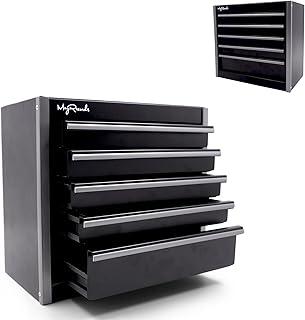 Black Mini Metal Tool Box with 5 Drawers and Top Storage, Portable Tools Storage and Organizers, Home DIY (black, 5 drawer)