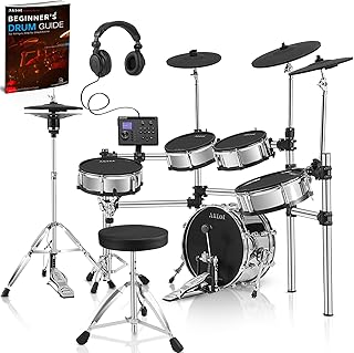AKLOT Acoustic-Style Electric Drum Set: Independent 16&rsquo;&rsquo; Wooden Bass Drum and 12&rsquo;&rsquo; Snare, Triple-Zone Ride Cymbal, Standalone Hi-Hat, Full Mesh Pads, 460 Sounds, USB MIDI, Throne, Sticks (B-CORE543)
