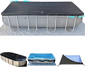 12x24Ft Rectangular Pool Cover with Side Storage for Oval and Rectangular Above Ground Pool, One-Piece Solar Oval Pool Cover, Preventing Waterlogging, UV and Weather Resistant WP:10000kPa+