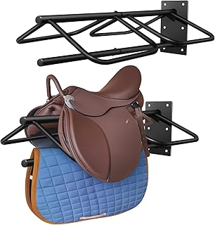 2 Pack Saddle Rack with Pad Bar for Horse, Heavy Duty Wall Mounted Saddle Rack Stand Detachable for English Western Saddles Horses Blanket, Accessories Storage