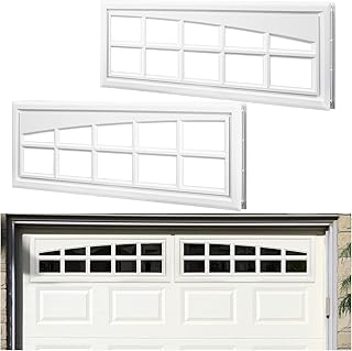 Nuanchu 2 Pcs 42 x 14.7 Inch Garage Door Windows Vinyl Windows with UV Resistant Glass Garage Door Inserts(Style 1)