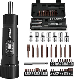 49 Pcs Torque Screwdriver 10-70 Inch Pound Torque Screwdriver Set with S2 Bits & Sockets, 1/4&rdquo; Drive Torque Wrench Screwdriver Set for Maintenance, Tools, Bike Repairing and Mounting
