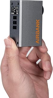 AIRBANK Mini Bike Pump with Gauge, Pocket 2 PRO, 120 PSI Electric Bicycle Pump Portable, Rechargeable Bike Air Pump for Road Bike, Mountain Bike, Sports Balls for Schrader & Presta Valve