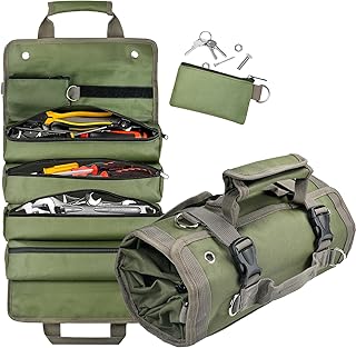 Tool Bag Organizer Roll Up: Gifts for Men Dad Christmas Stocking Stuffers Birthday Motorcycle Tool Portable Box Woodworking Gift for Him Husband Boyfriend Mechanic Craftsman Electrician Rollup Toolbag