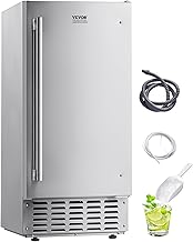 VEVOR Under Counter Ice Maker Machine, 66 Lbs/Day Undercounter Nugget Ice Maker with Gravity Drain, Reversible Door, Self-Cleaning & 24H Timer, Stainless Steel Ice Machine for Commercial Home Kitchen