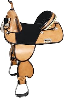 HILASON 15 in Western Horse Treeless Trail Genuine American Leather Saddle Tan