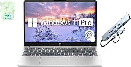 HP 15.6" Touchscreen Laptop, 64GB RAM 2.5TB Storage (2TB SSD+512GB Docking Station Set), 6-Cores Intel Core i3, Windows 11 Pro with Microsoft Office Included, PLUSERA Earphones, Silver