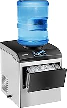 COSTWAY Countertop Ice Maker with Water Dispenser, 3 Sizes Bullet Shaped Ice, 48lbs/Day, Fast Ready in 6 Minutes, Ice Machine with Cold Water for Home Bar Kitchen Office