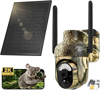 4G LTE Cellular Trail Cameras 2K 360&deg; View Live Streaming Game Camera Built-in SIM Card with Motion Activated Color Night Vision Remote Phone Access Solar Powered Trail Camera IP65 Waterproof
