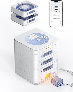 42-Day Automatic Pill Dispenser &ndash; App & On-Device Setup by Family, LCD Display, Digital Lock, Sound & Light Alerts &ndash; Safe Medication Organizer Management for Seniors (3-Tray, White)