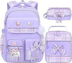 Girls Backpack,Kids School Backpack With Lunch Box Pencil Case Set,Cute Childrens Schoolbag For Girls