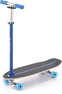2-in-1 Kids Skateboard & Lean-to-Steer Scooter with Detachable Handlebar, LED Light-Up Wheels, Adjustable Height &ndash; Beginner Surf Skateboard for Ages 3+