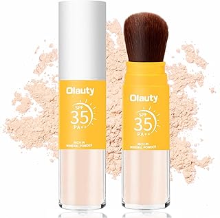 Mineral Sunscreen Setting Powder, SPF 35 Brush Sunscreen Powder for Face & Scalp, Long Lasting Lightweight Breathable, Oil Control Natural Matte Finish (#02 Medium)