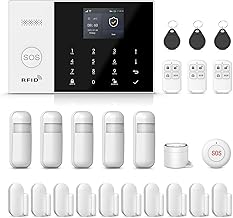 Home Security Systems,Wireless Home Alarm System,24 Piece Kits with DIY Door Sensors,Motion Detector,Voice Control,Remote,4G GSM Call/Phone SMS/Tuya App Alerts Push for Villa,House,Apartment
