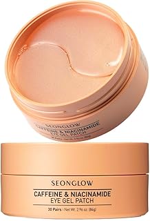 Caffeine Under Eye Patches: 30 Pairs Korean Hydrogel Eye Masks for Dark Circles Puffiness Relief with Niacinamide Hyaluronic Acid - Undereye Brightening Hydrating Anti-Wrinkle Treatment