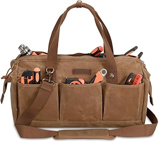 Heavy Duty 18-Inch Tool Bag with 12 Pockets, Large Zippered Tool Organizer, Portable Empty Toolbox for Mechanics, Electricians, DIY &ndash; Durable Soft Handle, Ideal Father&rsquo;s Day or Birthday Gift