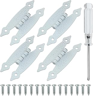 H Cabinet Hinges, Antique H-Shape Flat Iron Hinges, Decorative Tool for Cupboard Wardrobe Wooden Jewelry Box - 4Pcs White