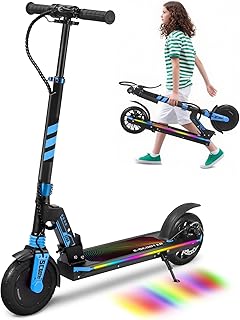 Electric Scooter for Kids, 180W Motor, 12 MPH & 12 Mile Range, Foldable Kick Scooter with Safe Non-Zero Start, Dual Brakes, Maxload 220 lbs, 8'' Honeycomb Tires, for Commuting, School, Teens' Gift