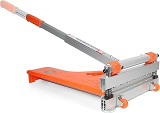 13" Pro.Floor Cutter-No Dust,No Noise,No Electricity. Multi-Angle Cuts for Laminate,Vinyl,Wood & More,Pro. ALU Long Leverage Handle,Longlife HSS Blade,Safe & Easy to Use! Orange & Wheeled
