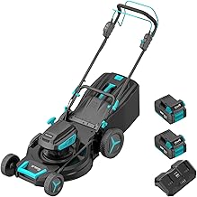40V 21 inch Self-Propelled Lawn Mower Cordless, 3-in-1 Brushless Electric Lawn Mower with 6-Position Cutting Height Adjustment, 2 * 8.0Ah Battery & Dual Charger Included