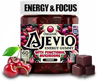Energy & Focus Gummies &ndash; Organic Lion&rsquo;s Mane and Cordyceps Mushrooms, Plant-Based Caffeine, L-Theanine & B Vitamins, Nootropic for Stamina, Attention & Cognitive Support Cherry &ndash; 60 Ct (30 Day Supply)