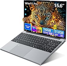 15.6 inch Gaming Laptop 2025, Laptop Computer with N95 Quad-Core up to 3.4GHz, 16GB DDR4 512GB SSD, Backlit Keyboard, Fingerprint Unlock, FHD 1920 * 1080, WiFi5, BT4.2, Win 11 Pro(Silver)