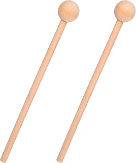 2 Pcs Wood Percussion Sticks 8 Inches Wooden Sticks for Glockenspiel Xylophone Chime Woodblock and Bells (Wood Color)