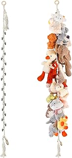 80" 2-Pack Cotton Hanging Storage Chain For Stuffed Animals Storage with 20 Metal Clips, Stuffed Animal Organizer Chain for Wall Corner Nursery Play Room, White