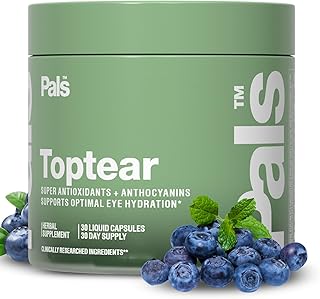 Dry Eye Relief Supplements for Adults with Pure Bilberry Extract Toptear Ultimate Eye Vitamins for Eyesight, Dryness Relief, Strain, Optical Nerve & Vision Care Support, Vegan Capsules (30 Days) PALS