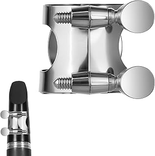 Clarinet Ligature, Brass Clarinet Ligature B Flat with Adjustable Screw Silver Clarinets Mouthpiece Pad Fastener Mouthpiece Cover Practical Clarinets Accessories for Woodwinds Instrument