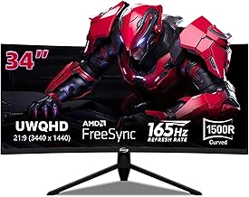 34 Inch Curved Gaming Monitor 4K, (3440x1440) 165Hz Ultrawide Computer Monitor, HDR, 1500R, 125% sRGB, DCI-P3 92%, HDMI/DP and Built-in Speaker Support Wall- Black