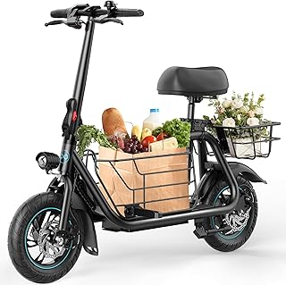 URBANMAX Electric Scooter with Seat, 550W Motor, 18.6MPH Top Speed, 20 Miles Range, Adults Electric Scooter with Large Storage Basket for Pets Dogs and Items?C1S-V1