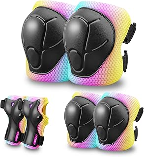 Kids Protective Gear Set Knee Pads for Kids 3-14 Years Toddler Knee and Elbow Pads with Wrist Guards 3 in 1 for Skating Cycling Bike,Biking, Roller Skates, Scooters