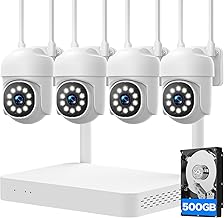 Home Security Camera System, 4Pcs PTZ Wireless Cameras with Auto Human/Pet/Vehicle Detection, 10CH 4K NVR with 24-7 Recording, 2-Way Audio, Smart Color Night Vision, Outdoor Surveillance Kit
