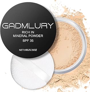 Mineral Powder Foundation, SPF 35, Sunscreen Lightweight Loose Powder, Skin-Improving, Buildable Coverage, Natural Glow Base Makeup (#05 Fair Light Foundation Makeup)