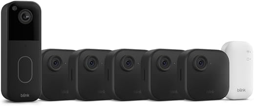 All-new Blink Video Doorbell + Outdoor 4 &ndash; Wireless smart security cameras, head-to-toe HD view, two-year battery life. Sync Module Core included &ndash; 5 camera system + Video Doorbell