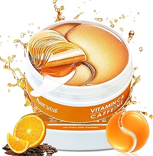 Under Eye Patches with Vitamin C & Caffeine 30 Pairs for Dark Circles, Fine Lines and Puffiness, with Niacinamide Hydra-Gel Collagen, Skin Care for Men & Women