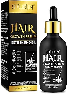 5% Minoxidil for Men and Women Hair Growth Oil with Biotin, Hair Serum for Thicker Fuller Hair, Beard Growth and Hair Regrowth Treatment for Hair Loss