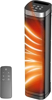 Portable Space Heater, 1500W Ceramic Heating Fan with Thermostat, Remote Control, 3 Heating Modes, 70&deg; Oscillation, Ideal for Office, Home, and Bedroom Use