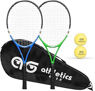 Teen Tennis Racket Set-27 Inch Tennis Rackets for Beginners and Youth Players-Lightweight Racquets with Carry Bag, Grip Tape, and Ball Offer-Ideal for Boys & Girls Ages 12+