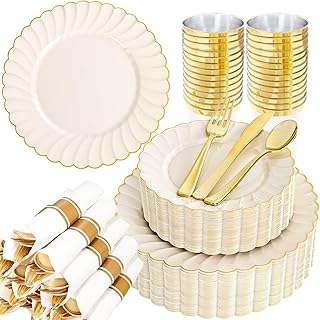 YOUBET Ivory Gold Dinnerware Set